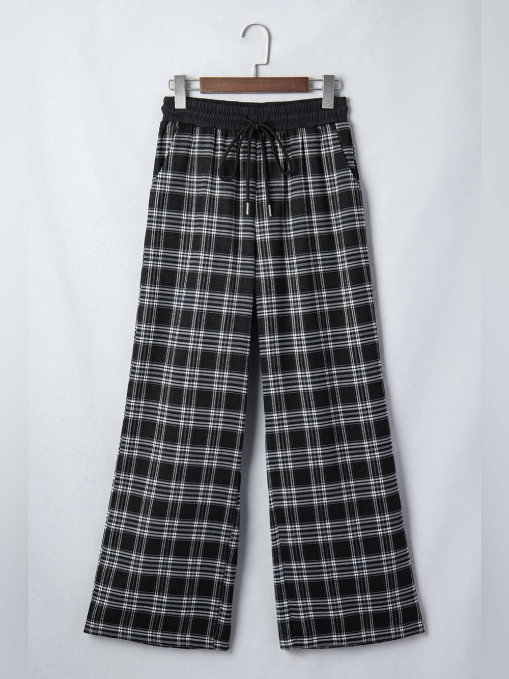 Plaid Wide-Leg Drawstring Pants - Picture 8 of 16